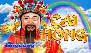 Tampilan visual slot Cai Hong dengan elemen pelangi dan simbol keberuntungan